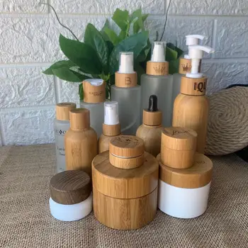 10 г 30 г бамбук бутилка банка за козметичен крем за еднократна употреба Празна банка за бамбуково крем с алуминиева вътрешна опаковка comsetics jar 100 бр.