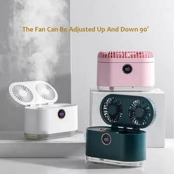2 in1 (Платен) Безжичен Овлажнител за Въздух с Вентилатор, Климатик Led Лампа, Студена Ултразвукова Туманообразователь Fogger USB Ароматни Дифузер