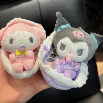 Kawaii Sanrios Hello Kitty Melody Kuromi Baby Series Мультяшная окачване-залъгалка, ключодържател, плюшен кукла, детски играчки, празничен подарък